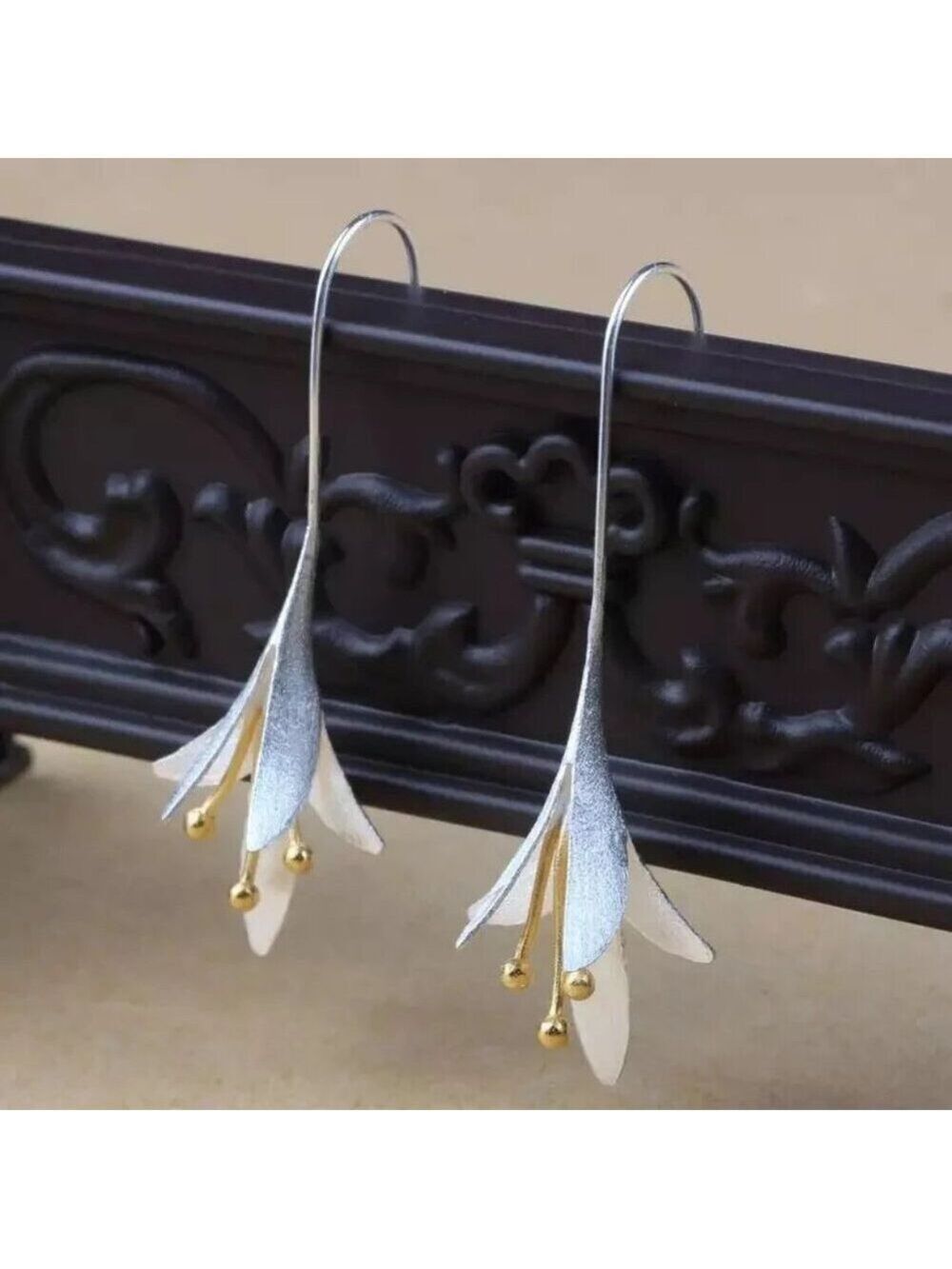 925 Sterling Silver Flower Earrings,, Calla Lily Earrings - Picture 1 of 6